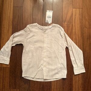 Mango Kids Striped Kids Shirt - White Size 3-4 years NWT